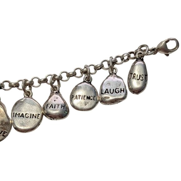 Sterling Silver Charm Bracelet 16 Inspirational Charms Lobster Clasp Size 7 - Picture 15 of 16